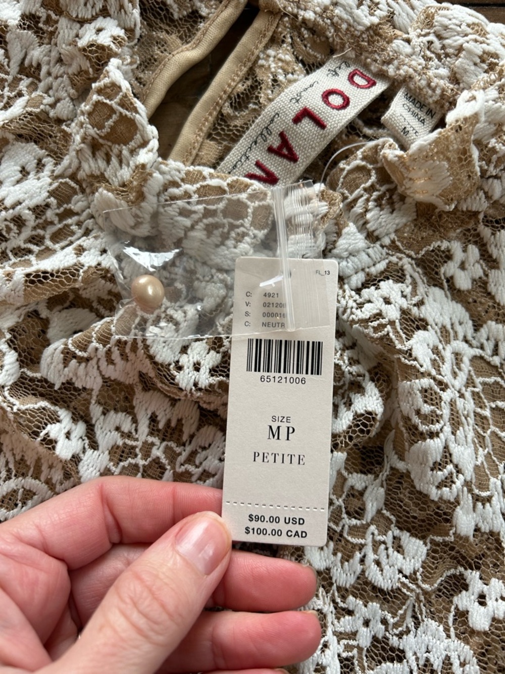NWT Anthropologie Dolan Lace Puff Sleeve White Beige Blouse M - Picture 6 of 10